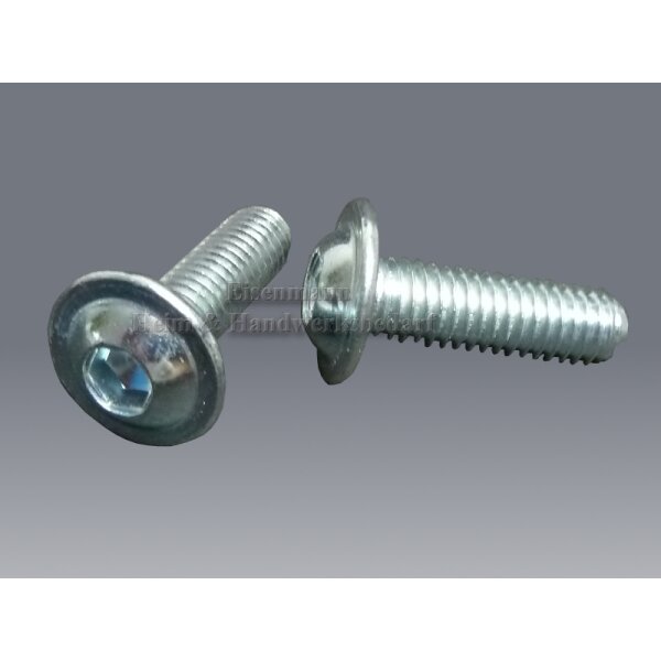 Linsenkopfschrauben M5 x 10 mm ISO 7380 mit Flansch verzinkt